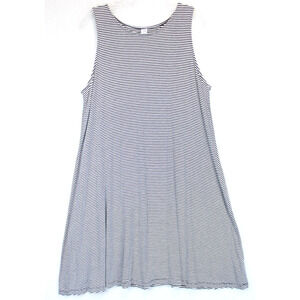Old Navy Tank Dress Women XL Knee Length Soft Comfort Beach Black White Striped